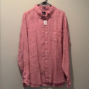 J. Crew Red Linen Button-Up Shirt
